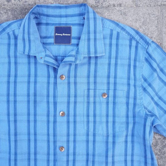 Tommy Bahama Mens Hawaiian Shirt Size Large Blue - Picture 1 of 6